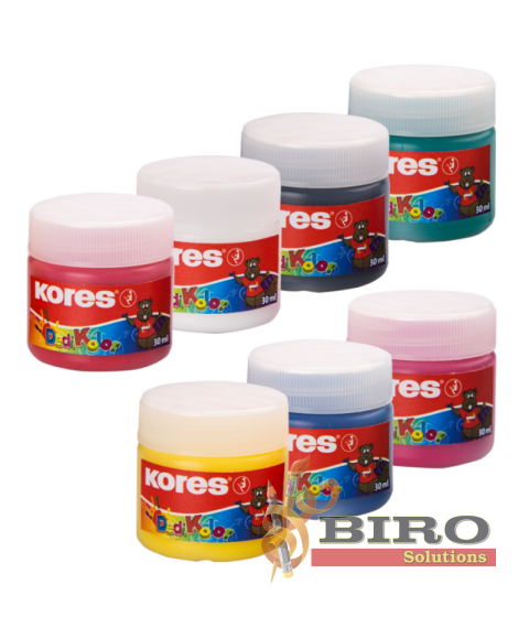Guașă pentru degețele 6 culori, 30 ml, KORES